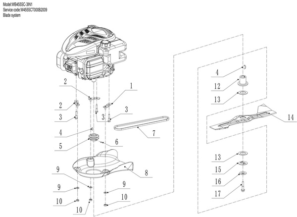 KATALOG CZĘŚCI Weibang WB455SC 3IN1 Kosiarka spalinowa 