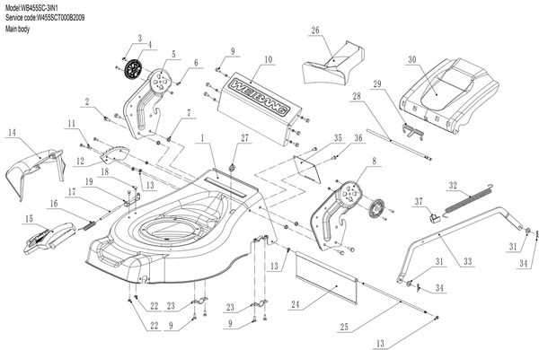 KATALOG CZĘŚCI Weibang WB455SC 3IN1 Kosiarka spalinowa 